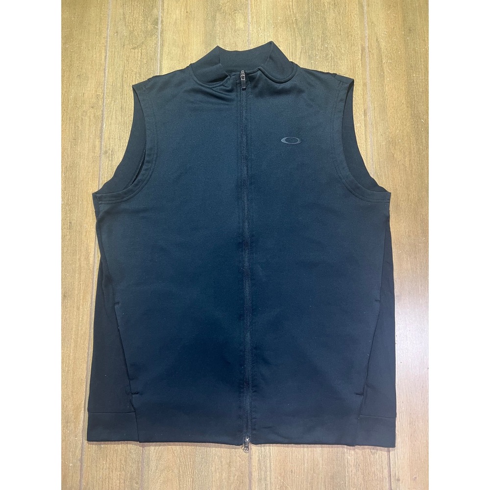 Oakley Performance Fit Full Zip Vest Mens Large Black Mock Neck Sleeveless